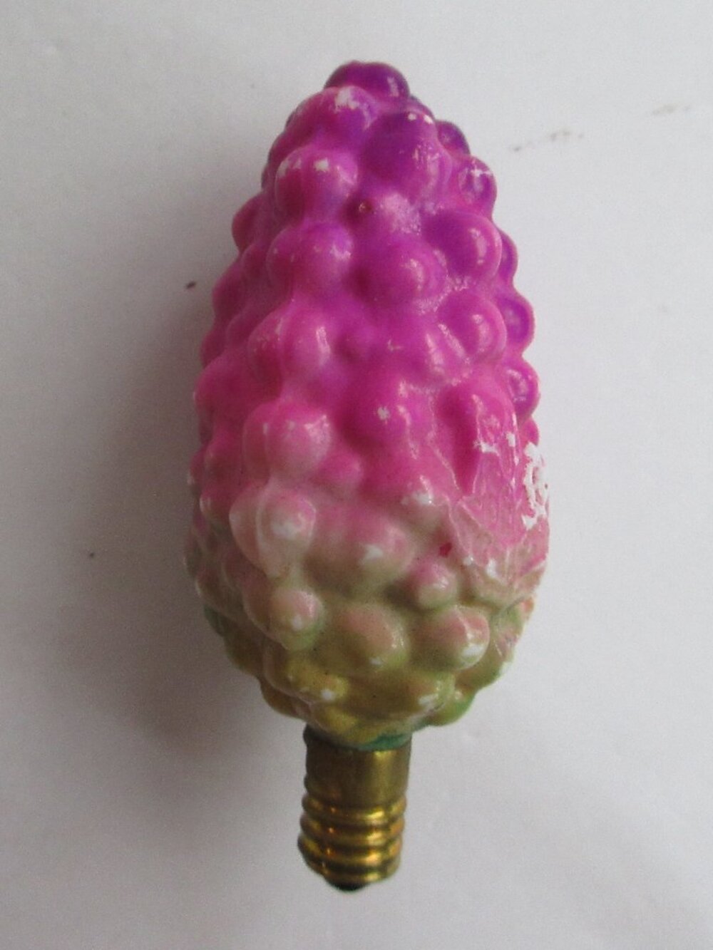 Milk Glass Figural Christmas Light Bulb Pink Purple Grapes Japan Vintage